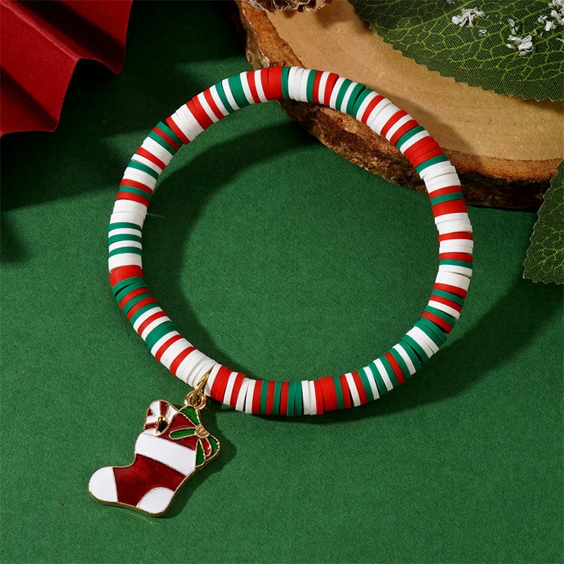 Pulseira de pingente de argila de polímero de Natal acessórios para festas de fim de ano