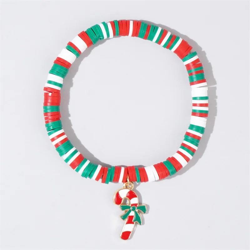 Pulseira de pingente de argila de polímero de Natal acessórios para festas de fim de ano