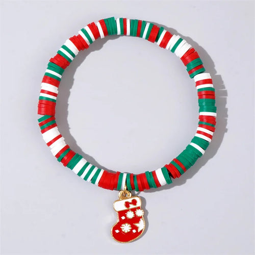 Pulseira de pingente de argila de polímero de Natal acessórios para festas de fim de ano