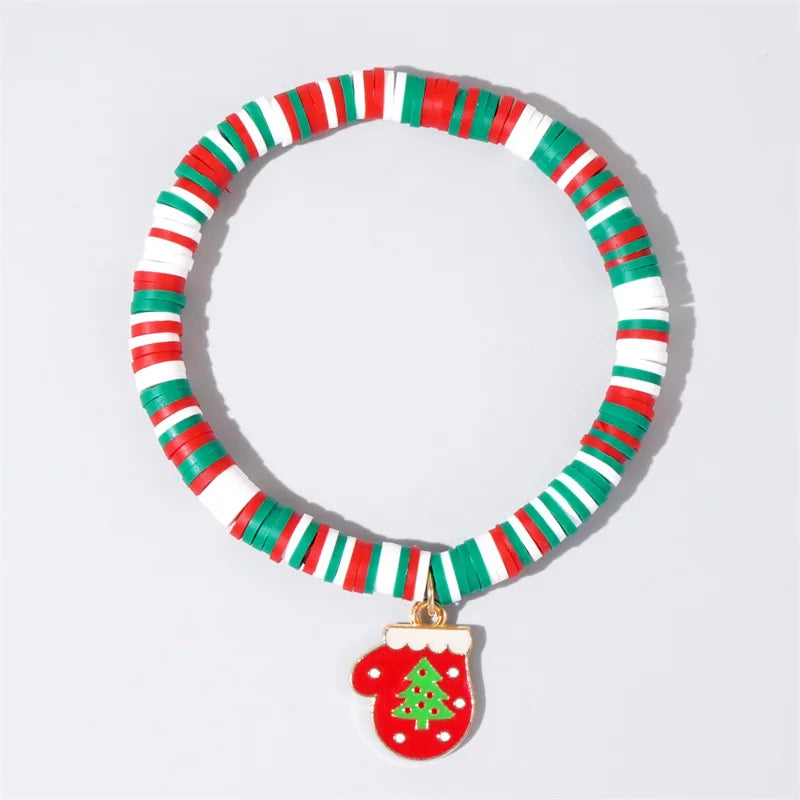 Pulseira de pingente de argila de polímero de Natal acessórios para festas de fim de ano