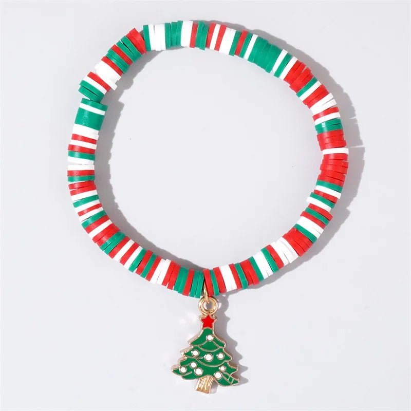 Pulseira de pingente de argila de polímero de Natal acessórios para festas de fim de ano