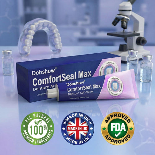 Dobshow® ComfortSeal Max Denture Adhesive—96-hour long-lasting, heat adaptive technology