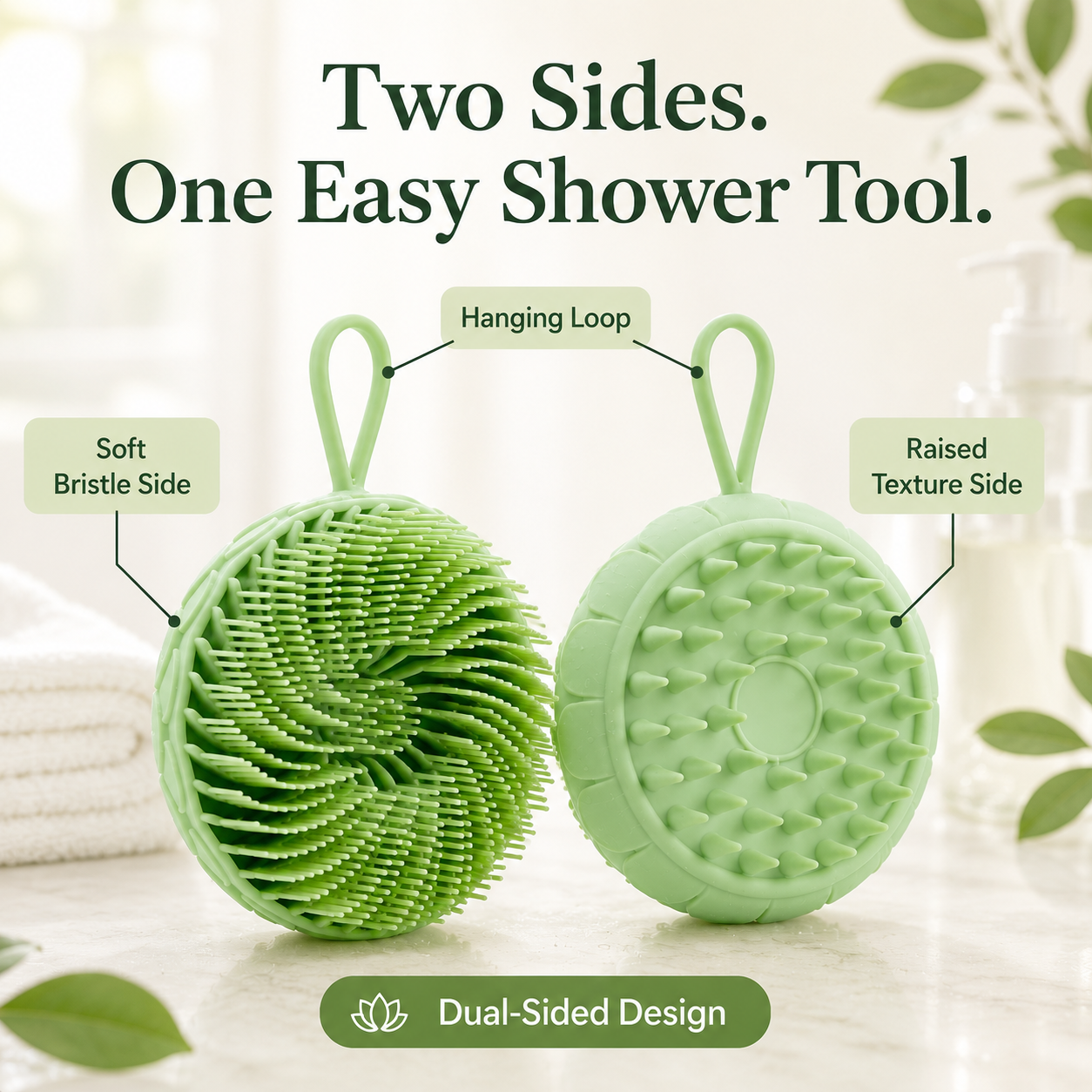 MCOIKY® Lotus Silicone Dual-Sided Bath Brush