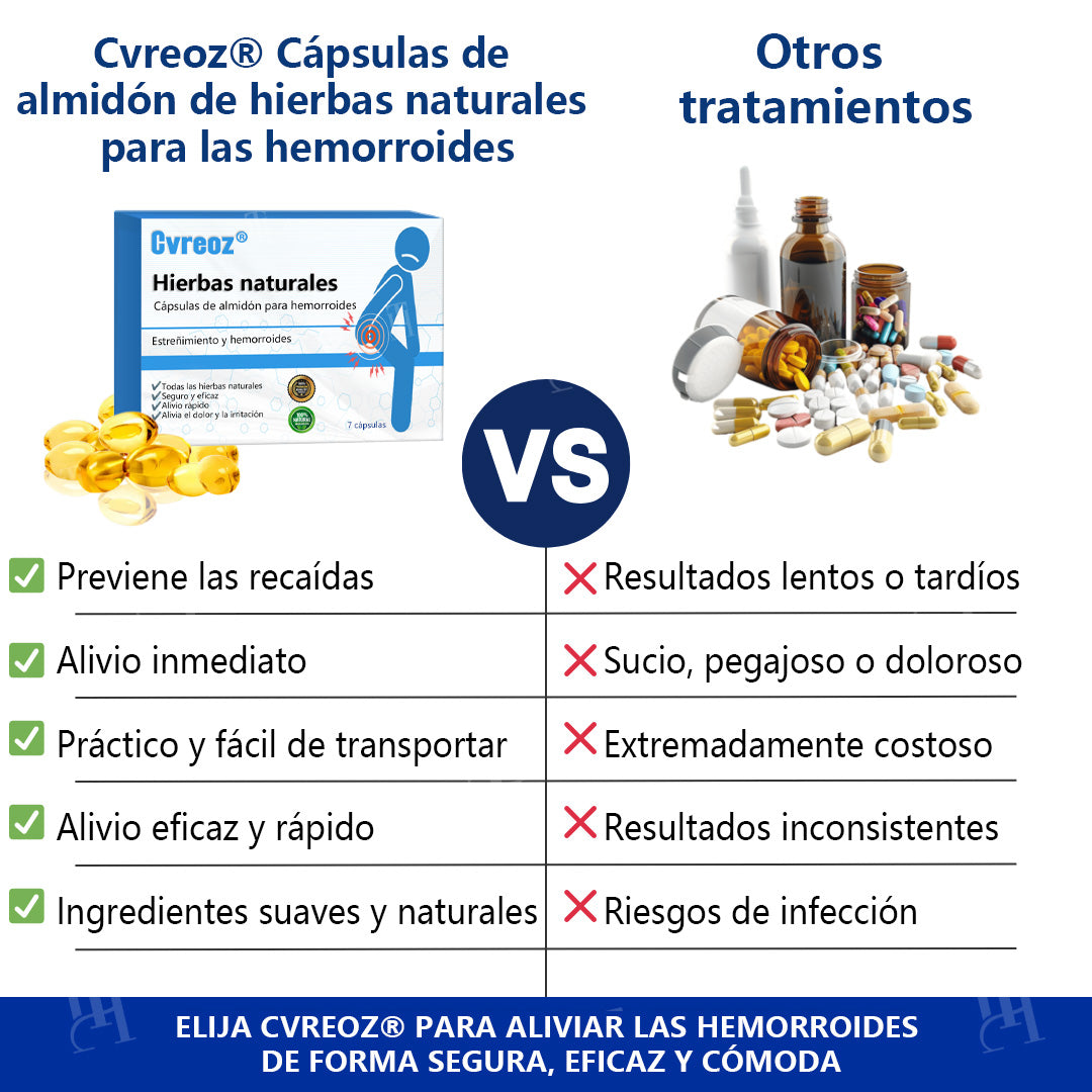 Cvreoz® Hierbas naturales Cápsulas de almidón para hemorroides