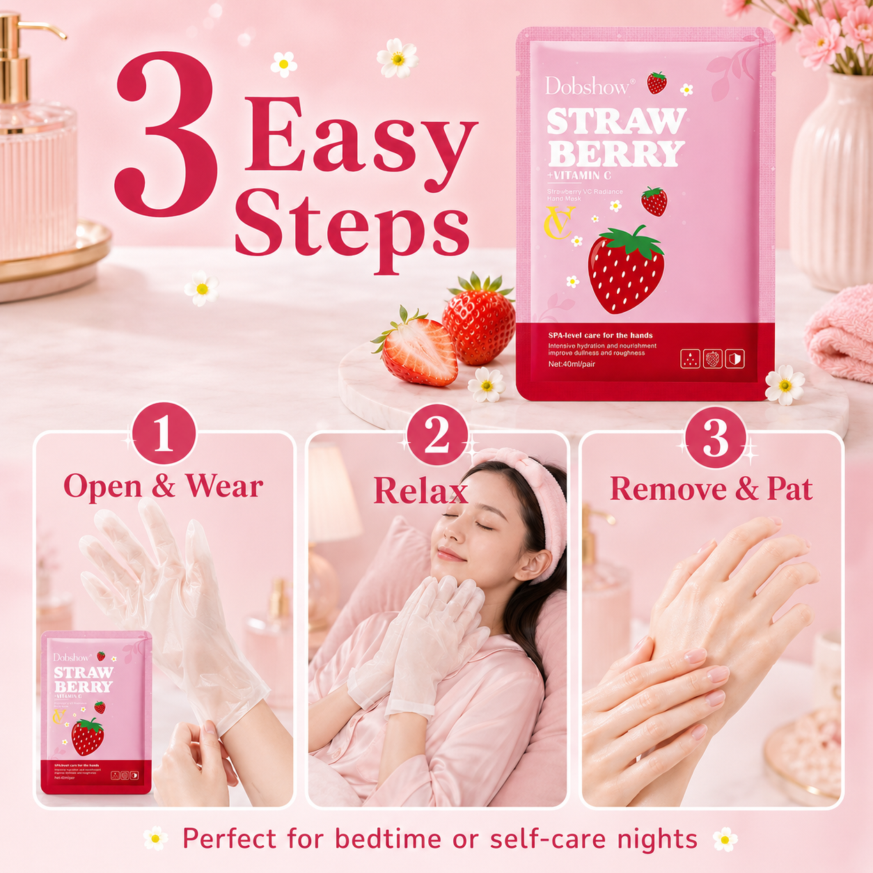 Dobshow® Strawberry Vitamin C Radiance Hand Mask