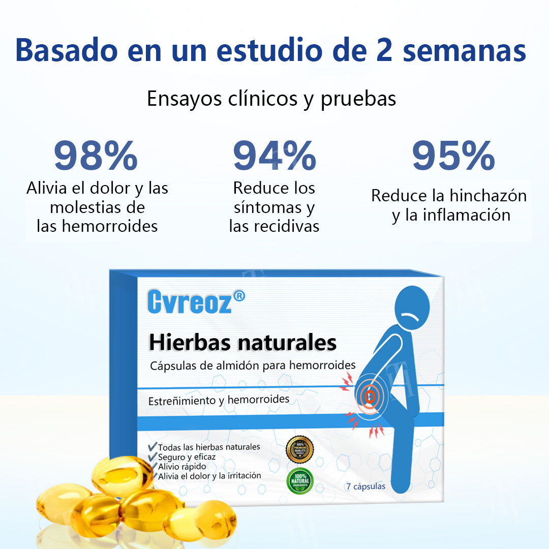 Cvreoz® Hierbas naturales Cápsulas de almidón para hemorroides
