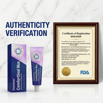 Dobshow® ComfortSeal Max Denture Adhesive—96-hour long-lasting, heat adaptive technology