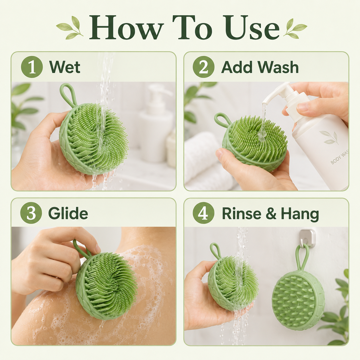 MCOIKY® Lotus Silicone Dual-Sided Bath Brush